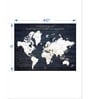 Navy Blue & White World Map Printed Wall Art