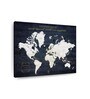 Navy Blue & White World Map Printed Wall Art