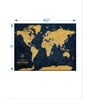 Navy Blue Beige World Map Printed Wall Art