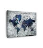 Navy Blue Grey World Map Painting Wall Art