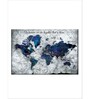 Navy Blue Grey World Map Painting Wall Art