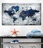 Navy Blue Grey World Map Painting Wall Art