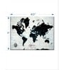 Off White & Black World Map Printed Wall Art