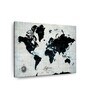 Off White & Black World Map Printed Wall Art