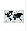 Off White & Black World Map Printed Wall Art