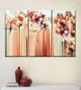 Orange Coloured Floral Abstract Painting Wall Art Panels ( Set Of 3)