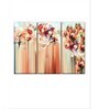 Orange Coloured Floral Abstract Painting Wall Art Panels ( Set Of 3)