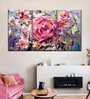 Pink & Blue The Scent Of Roses Painting Wall Art Panels ( Set Of 3)