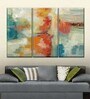 Red Beige Coral Reef Painting Wall Art Panels ( Set Of 3)