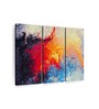 Red Blue Ice Flame Abstract Painting Wall Art Panels ( Set Of 3)