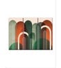 Red Green Mid-Century Arche Painting Wall Art Panels ( Set Of 3)