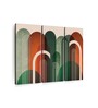 Red Green Mid-Century Arche Painting Wall Art Panels ( Set Of 3)