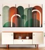 Red Green Mid-Century Arche Painting Wall Art Panels ( Set Of 3)
