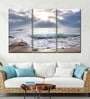 Blue Seascape Sunset triptych Painting Wall Art Panels ( Set Of 3)