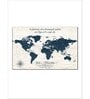 White & Teal Blue World Map Wall Art