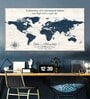 White & Teal Blue World Map Wall Art