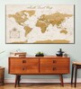 White & Yellow World Map Printed Framed Wall Art