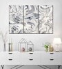 White Black Ripples Abstract Painting Wall Art Panels ( Set Of 3)
