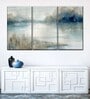 White Blue Painting Wall Art Panels ( Set Of 3)