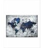 White Blue World Map Printed Canvas Wall Painting