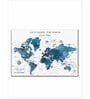 White Blue World Map Printed Framed Wall Art