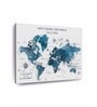 White Blue World Map Printed Framed Wall Art