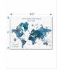 White Blue World Map Printed Framed Wall Art