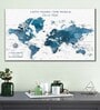 White Blue World Map Printed Framed Wall Art