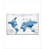 White Blue World Map Printed Wall Art