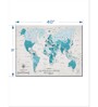 White Blue World Map Printed Wall Art