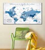 White Blue World Map Printed Wall Art