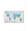 White Blue World Map Printed Wall Art