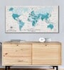 White Blue World Map Printed Wall Art
