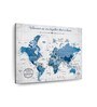 White Blue World Map Printed Wall Art