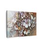 White Brown Abstract Almonds Blossom Painting Wall Art Panels ( Set Of 3)