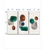 White Green Emerald And Amber Shapes Painting Wall Art Panels ( Set Of 3)