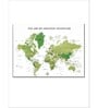 White Green World Map Painting Wall Art