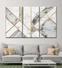 White Grey Marble Texture Geometric Abstract Wall Art Panels ( Set Of 3)