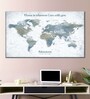 White Grey World Map Painted Wall Art
