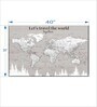 White Grey World Map Printed Framed Wall Art