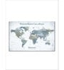 White Grey World Map Printed Framed Wall Art