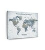 White Grey World Map Printed Framed Wall Art