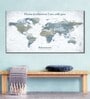 White Grey World Map Printed Framed Wall Art