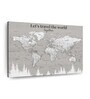White Grey World Map Printed Framed Wall Art