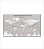 White Grey World Map Printed Framed Wall Art