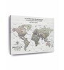 White Grey World Map Printed Framed Wall Art