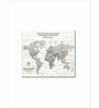 White Grey World Map Printed Framed Wall Art