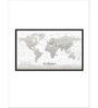 White Grey World Map Printed Wall Art