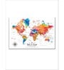 White Orange Colored World Map Wall Art