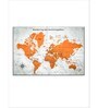 White Orange World Map Printed Framed Wall Art